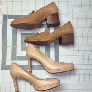 Naturalizer Tan and Cream Heels